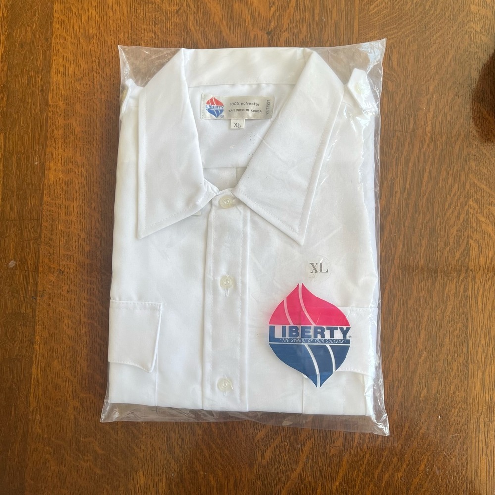 Vintage Liberty Shirt Mens XL Button Up Dress Work Uniform Tailored In Korea NWT